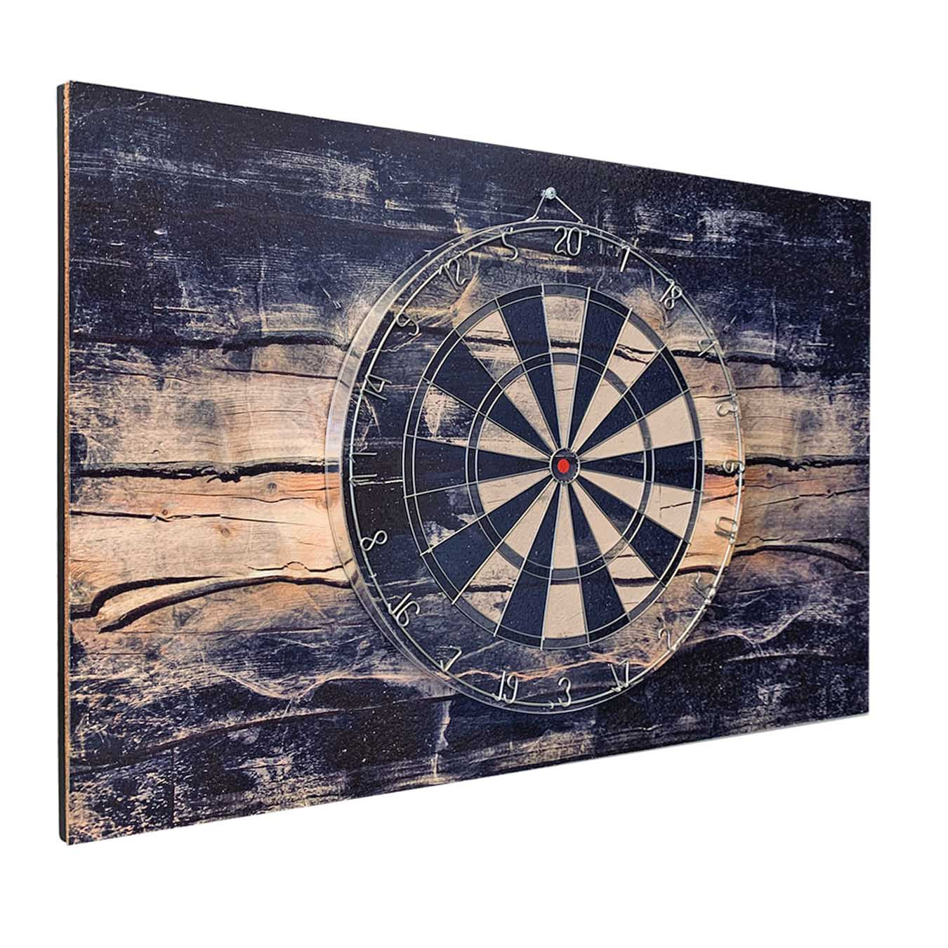 Black Wooden Dart Board + Backboard Combo